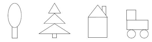 Схемы картинок из геометрических фигур для дошкольников