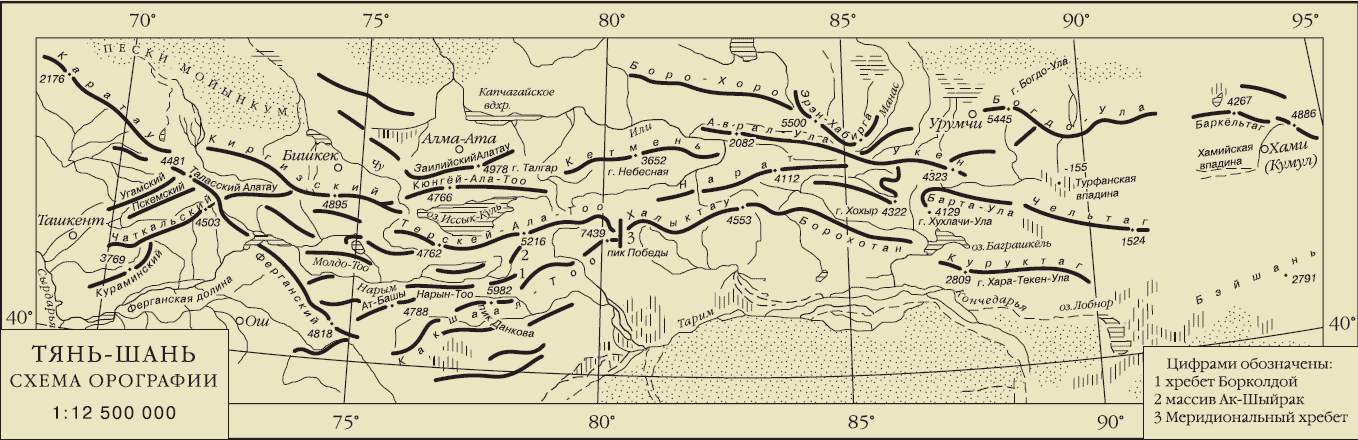 Контурная карта тянь шань