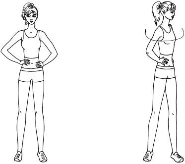 И п стоя прямо. Руки на поясе упражнение повороты туловища. Стоя, ноги на ширине плеч, руки на поясе.. Повороты туловища влево вправо руки на поясе. Круговые движения туловищем.