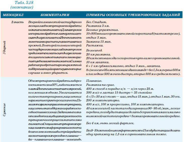 Групповой план тренировочных занятий на мезоцикл