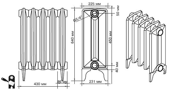 Размеры чугунных радиаторов